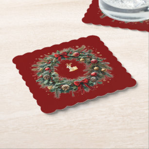 Papel Posavasos de corona de Navidad personalizados