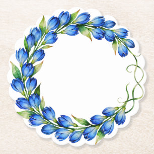 Papel Posavasos de corona floral azul