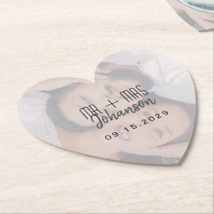 Papel Posavasos de Foto de Boda Elegant Heart