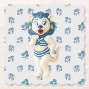Papel Posavasos de león de cerámica