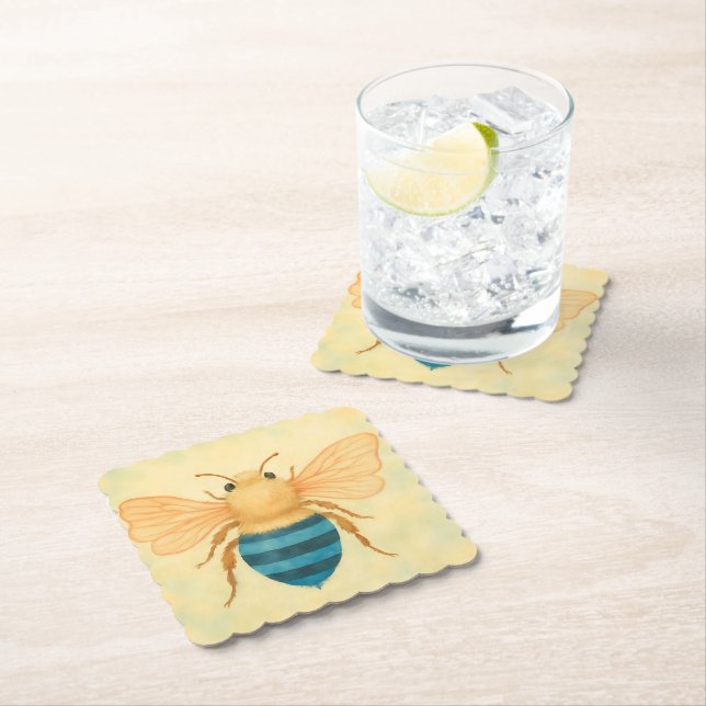 Papel Posavasos de plástico con avispa azul bandeada (In situ)