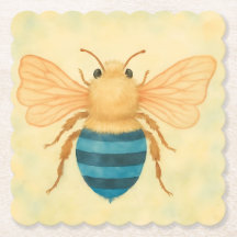 Posavasos de plástico con avispa azul bandeada