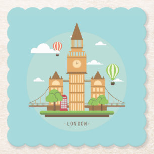 Papel Posavasos de puntos de interés de Londres, Inglate