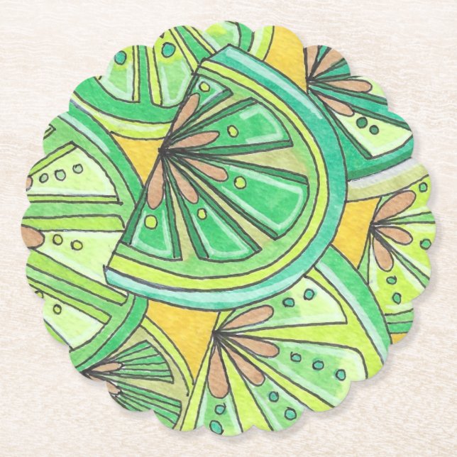 Papel Posavasos Escalonado de Lima Verde (Anverso)