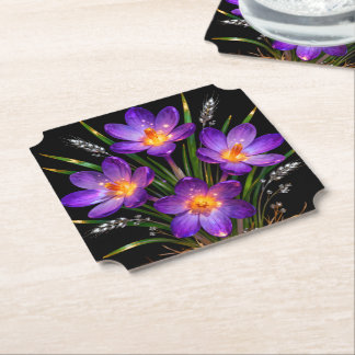 Papel Posavasos floral de crocus púrpura