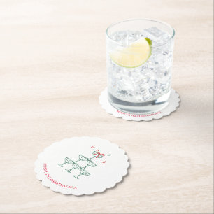 Papel Posavasos para Fiesta de Navidad Cinta Retro Verde