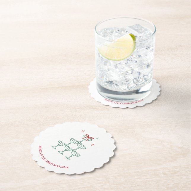 Papel Posavasos para Fiesta de Navidad Cinta Retro Verde (In situ)
