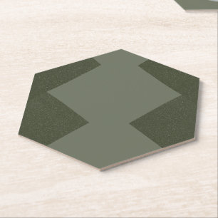 Papel Posavasos personalizado de hexágono verde musgo