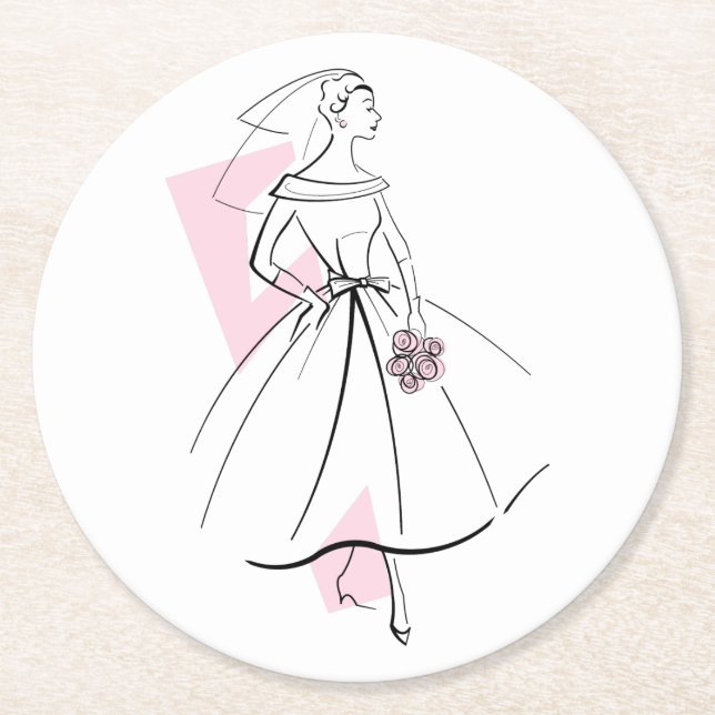 Papel Posavasos redondo Novia de moda (Anverso)