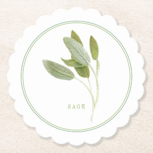 Papel Posavasos redondos escalonados de salvia fresca (+