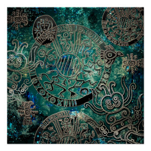 Papel Poster Aztec blues (semibrillante)
