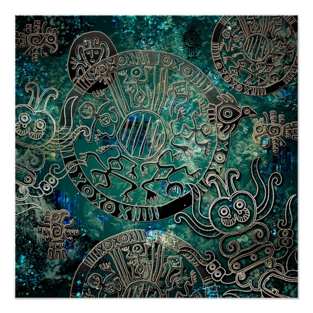 Papel Poster Aztec blues (semibrillante) (Anverso)
