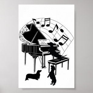 Papel Poster de impresión de piano canto Dachshund