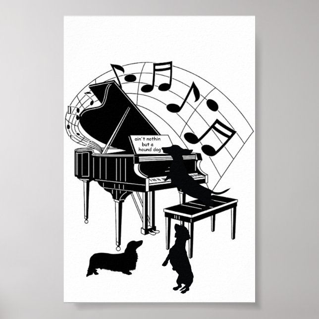 Papel Poster de impresión de piano canto Dachshund (Frente)