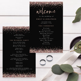 PAPEL | Programa de Boda Negro con Brillo Dorado R