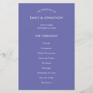 PAPEL   Programa de Boda Simple Texto Azul