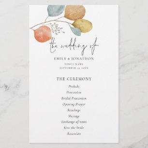 PAPEL Programa de bodas de color acuático de mod