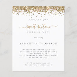 PAPEL | Purpurina de oro Dulce Dieciséis Invitacio