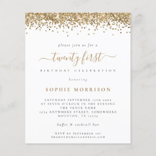 PAPEL Purpurina de oro Invitación a 21º Fiesta