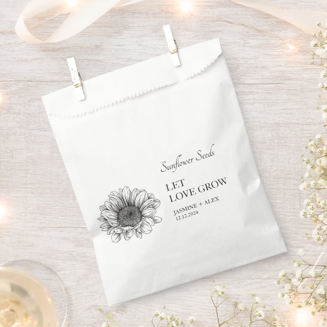 Papel Que el amor crezca semillas de girasol Bolsa favor (Cortado)