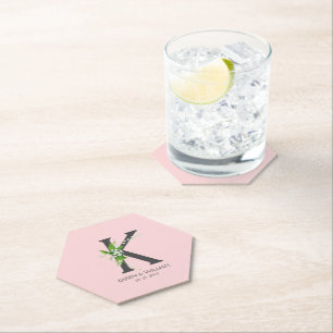 Papel Ramo de lirio blanco monograma floral posavasos de