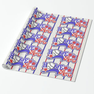 Papel rayado de béisbol rojo blanco y azul en casa