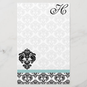 Papel reciclado del monograma Aqua Blue Damask