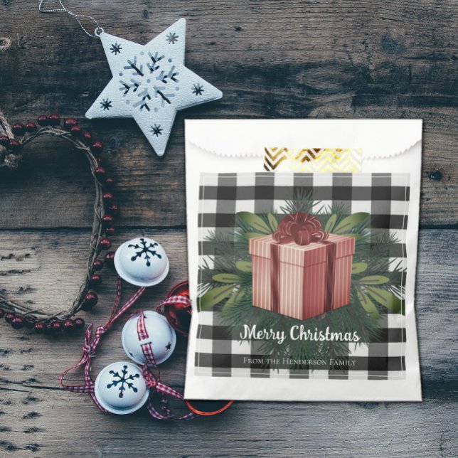 Papel Regalo de los Navidades de Buffalo Plaid | Bolsa d (Buffalo Plaid Christmas Gift Favor Bag - Red)