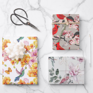 Papel relleno de pájaros Hoja plana de 3