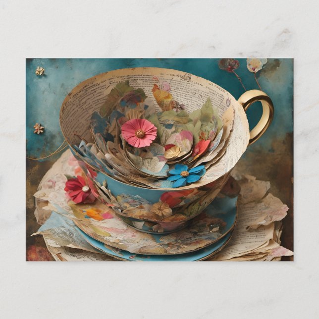 Papel relleno de postal con flores (Anverso)