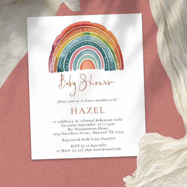 PAPEL | Retro Boho Rainbow Bohemira Baby Shower (Subido por el creador)