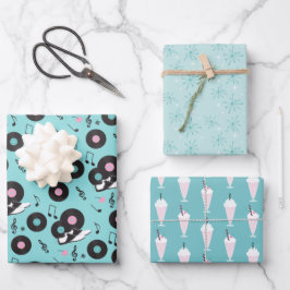 Papel retro de envolvimiento de cumpleaños de Dine