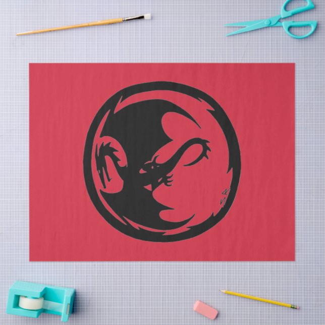 Papel rojo Dragon negro grande (Artesanía)