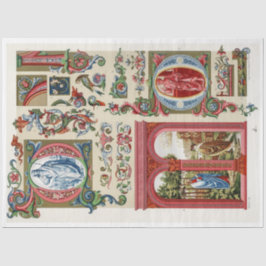 Papel rojo y dorado ornamentado en la desunión