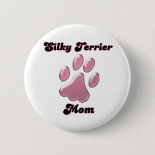 Papel rosa de mamá de Silky Terrier - Botón