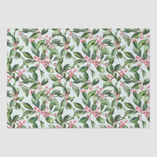 Papel rosa Mistletovintage de Navidad (Anverso)