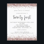 PAPEL | Rosa Purpurina de oro blanco Invitación 21<br><div class="desc">Invitación a la fiesta de cumpleaños número 21 del Purpurina de oro Rosa. Una alternativa de PAPER (no tarjeta) de gran valor SIN ENVELOPES a un tamaño menor de 4, 5" x 5, 6" y a un precio económico. (Los sobres estándar A6 son el tamaño más próximo a caber). Los...</div>