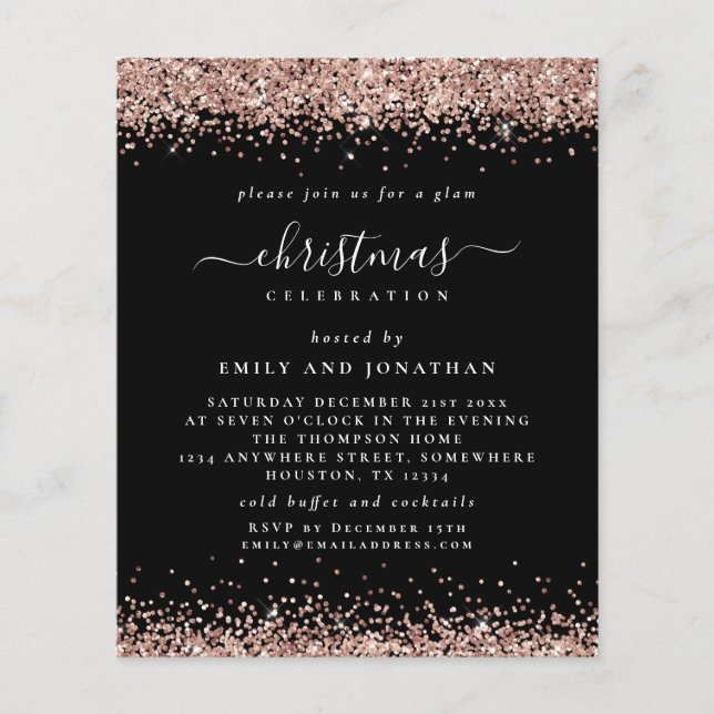 PAPEL | Rosa Purpurinas de oro Navidades Black Inv (Frente)