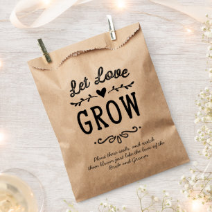 Papel Rustic Deja que el amor crezca la bolsa de bodas d