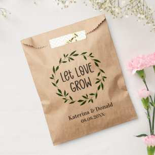 Papel Rustic Deja que el amor crezca la bolsa de bodas d