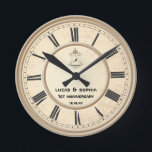 Papel rústico reloj de pared del primer aniversari<br><div class="desc">Papel rústico reloj de pared del primer aniversario Boda</div>