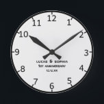 Papel rústico reloj de pared del primer aniversari<br><div class="desc">Papel rústico reloj de pared del primer aniversario Boda</div>