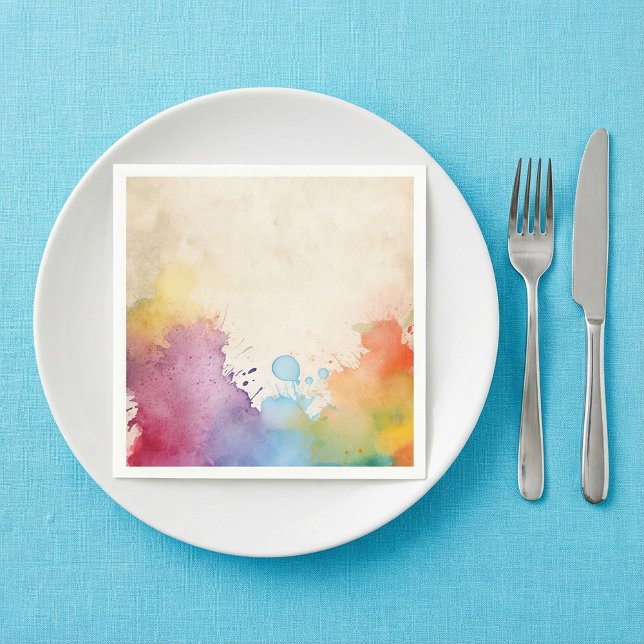 Papel Salpicaduras de pintura brillante en servilleta (Bright paint splashes napkin.)