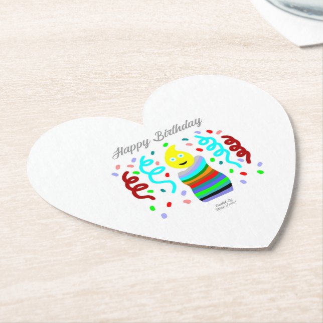 Papel Saludos de Vela de Cumpleaños Corazón Posavasos de (En perspectiva)