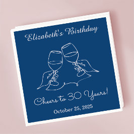 Papel Saludos modernos azules y rosas a la servilleta de