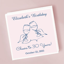 Papel Saludos modernos azules y rosas a la servilleta de