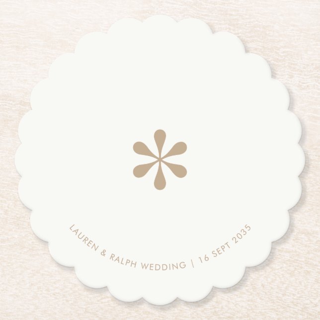Papel Sandy Beige | Pareja Simple Chic Posavasos de Pape (Anverso)