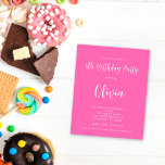 PAPEL | Script Hot Pink 11th Birthday Party<br><div class="desc">PAPEL | Script Hot Pink 11th Birthday Party. Un papel de valor presupuestario, no una tarjeta, alternativa más pequeña de 4, 5 x 5, 6" suministrada SIN sobres, A6 es el tamaño más cercano a ajustar. estilo tipográfico minimalista para el noveno o cualquier chica de la fiesta de cumpleaños. Totalmente...</div>