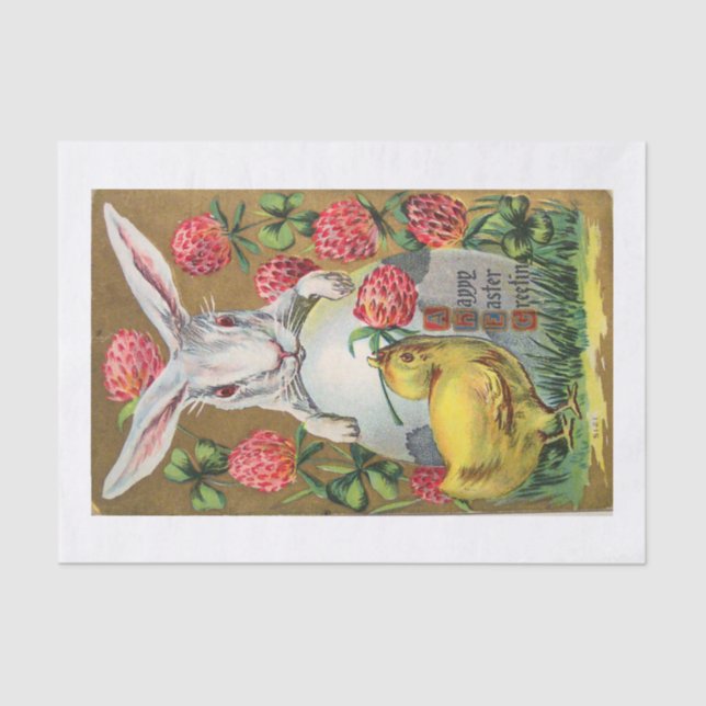 papel seda 10lb, blanco con el CONEJITO de PASCUA (Anverso)