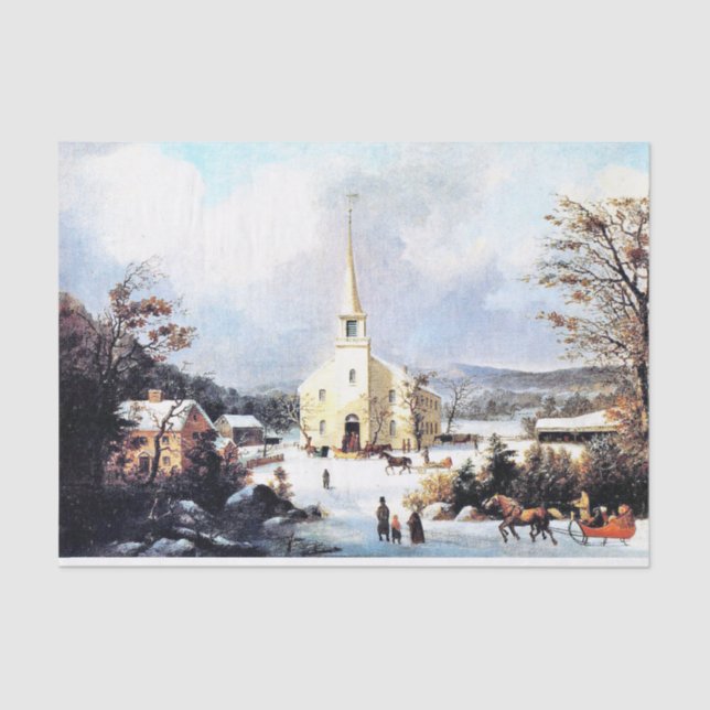 Papel seda americana de la nieve de la iglesia del (Anverso)